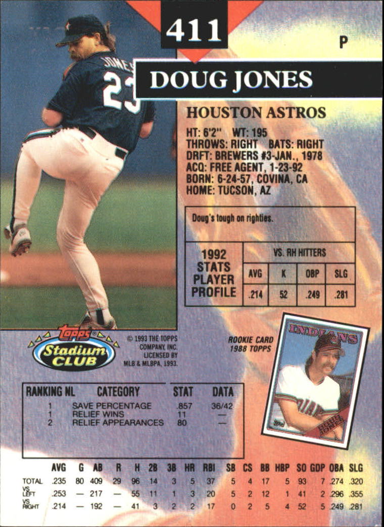 1993 Stadium Club First Day Issue #411 Doug Jones back image