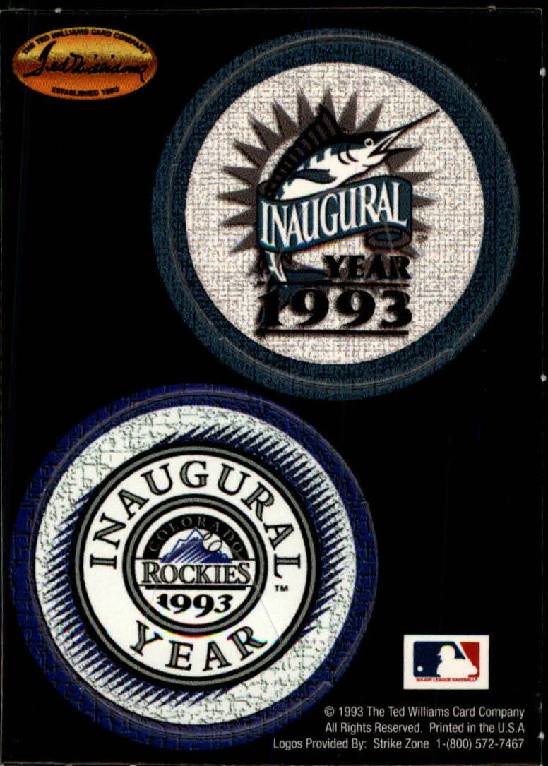 1993 Ted Williams POG Cards #11 Florida Marlins/1993 Inaugural Year/Colorado Roc