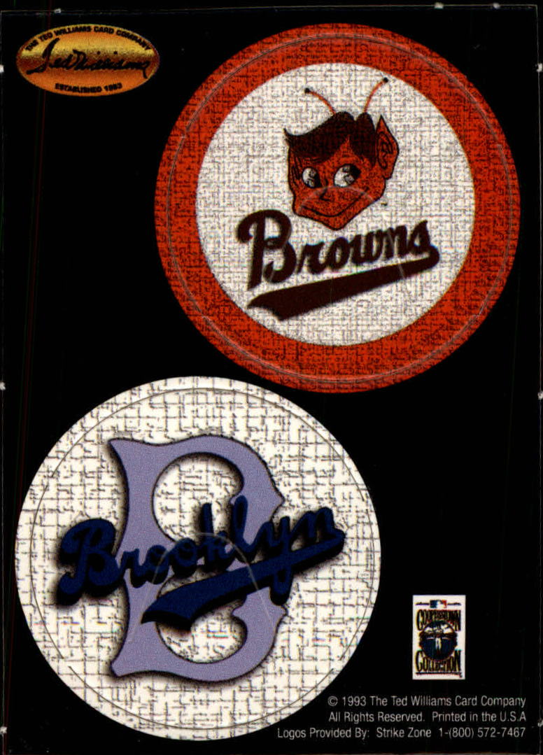 1993 Ted Williams POG Cards #20 St. Louis Browns/Brooklyn Dodgers