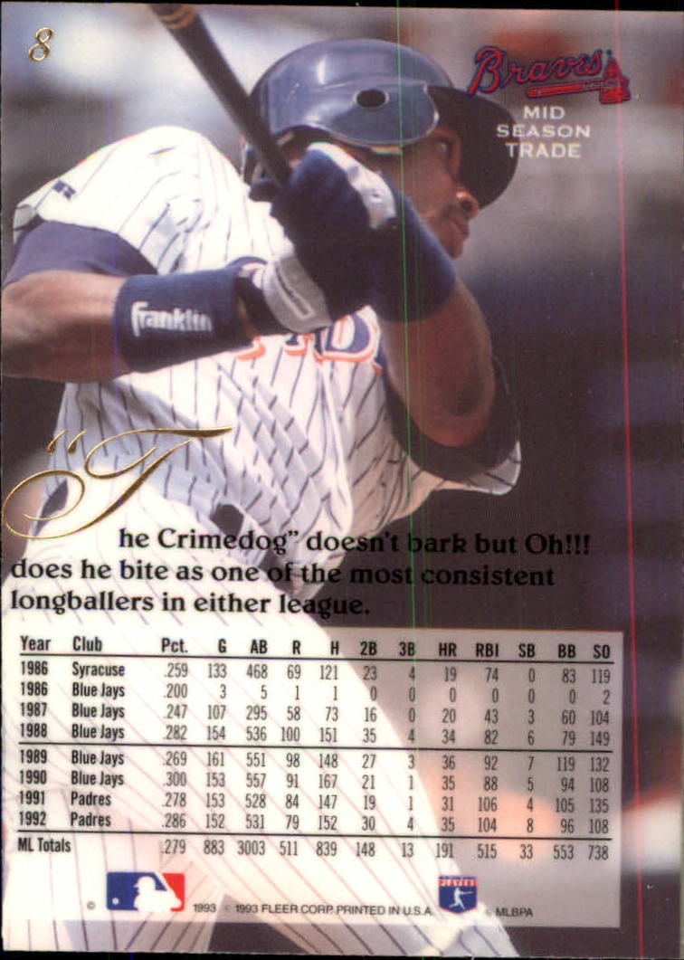 1993 Flair #8 Fred McGriff back image