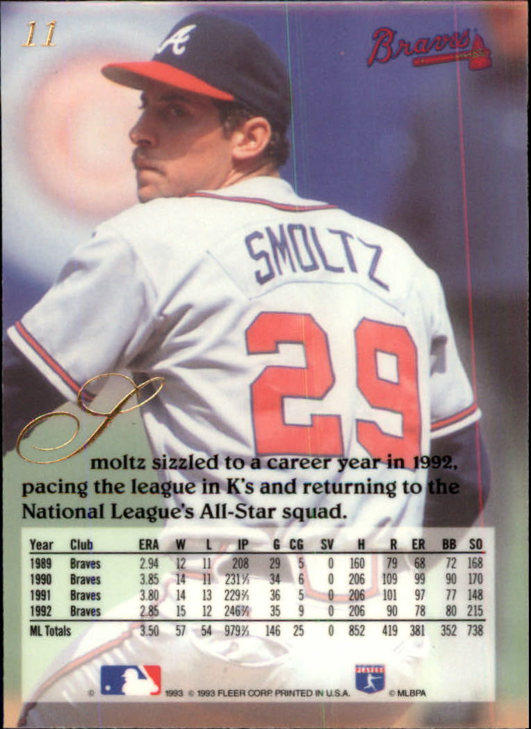 1993 Flair #11 John Smoltz back image