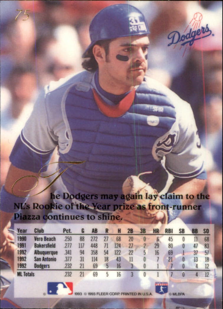 1993 Flair #75 Mike Piazza back image