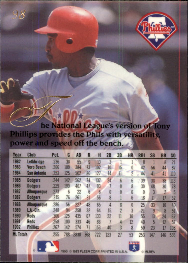 1993 Flair #98 Mariano Duncan back image