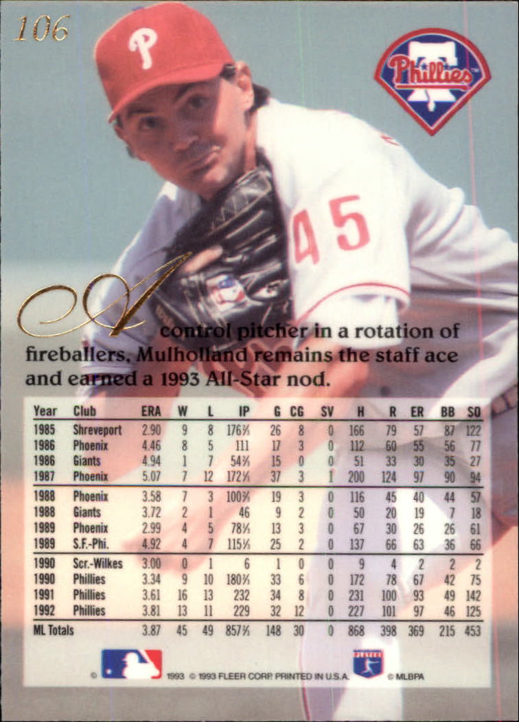 1993 Flair (Fleer) Baseball "Main Set" Cards #1 to #150 Rookies and Veterans - Picture 213 of 299