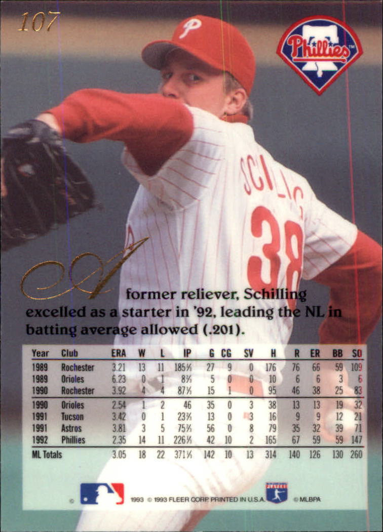 1993 Flair #107 Curt Schilling back image