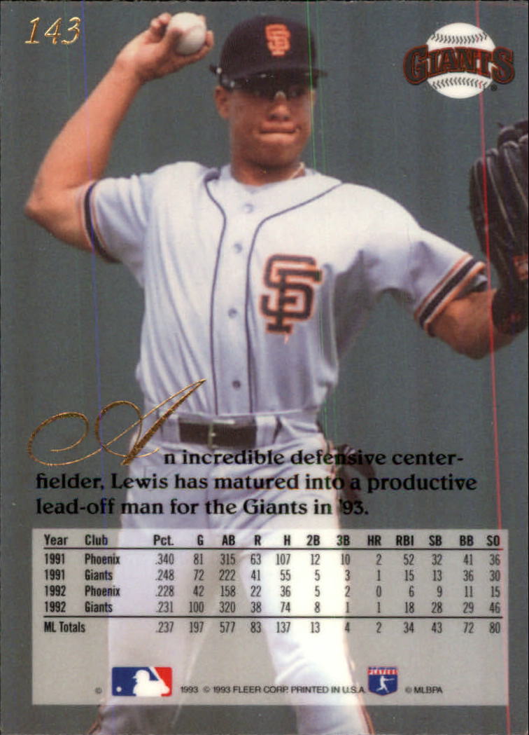 1993 Flair (Fleer) Baseball "Main Set" Cards #1 to #150 Rookies and Veterans - Picture 287 of 299