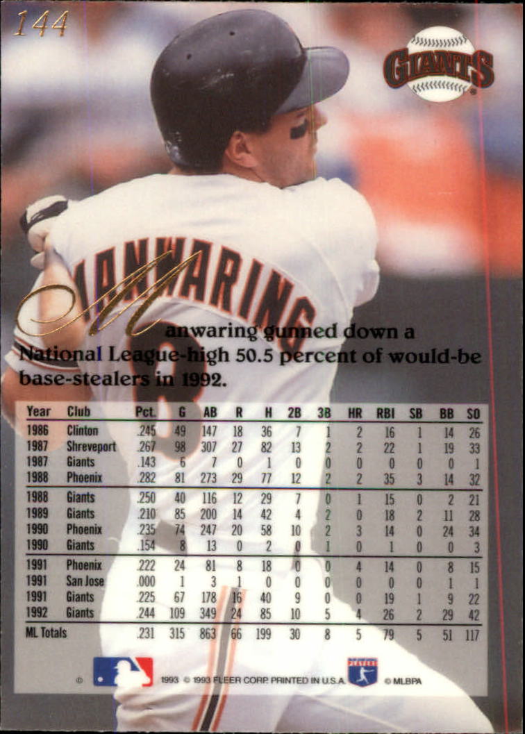 1993 Flair (Fleer) Baseball "Main Set" Cards #1 to #150 Rookies and Veterans - Picture 289 of 299