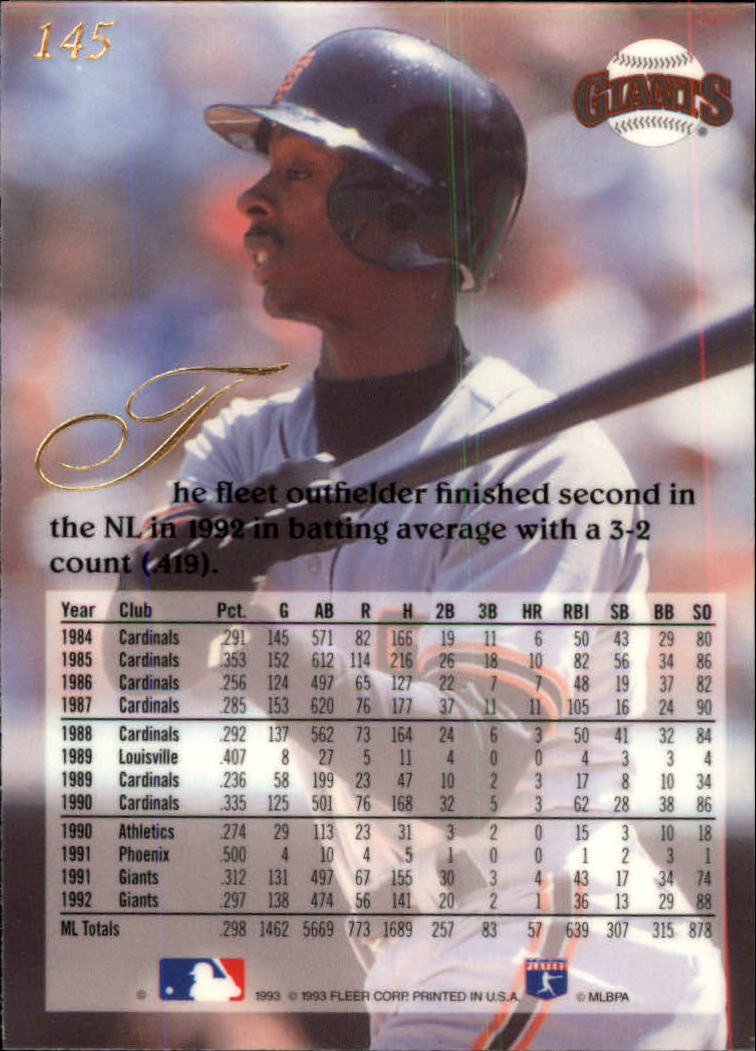 1993 Flair (Fleer) Baseball "Main Set" Cards #1 to #150 Rookies and Veterans - Picture 291 of 299