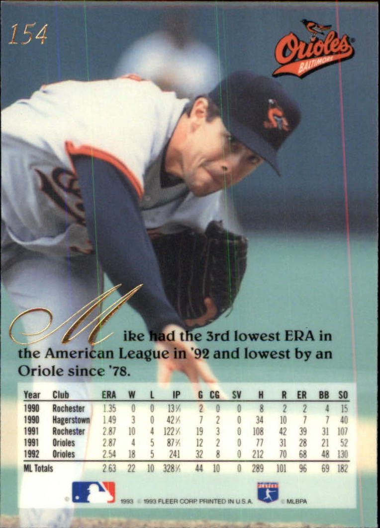 1993 Flair #154 Mike Mussina back image