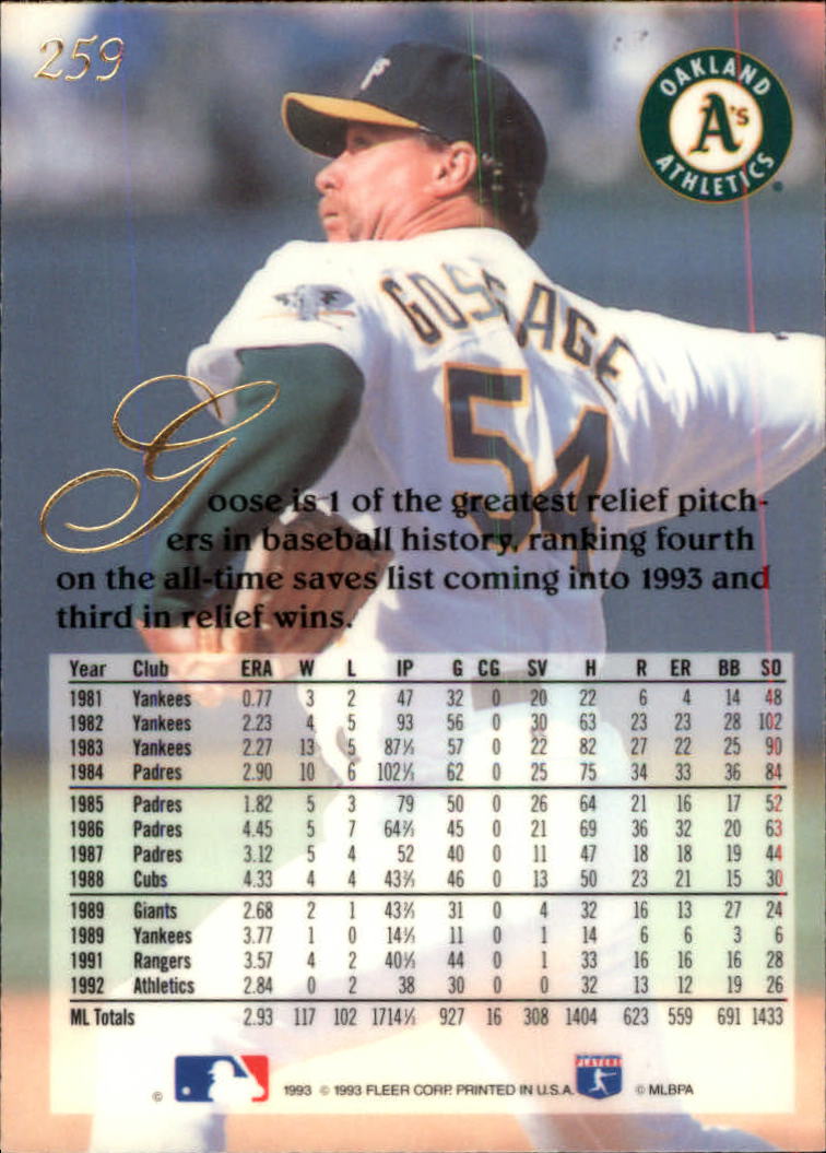 1993 Flair #259 Rich Gossage back image