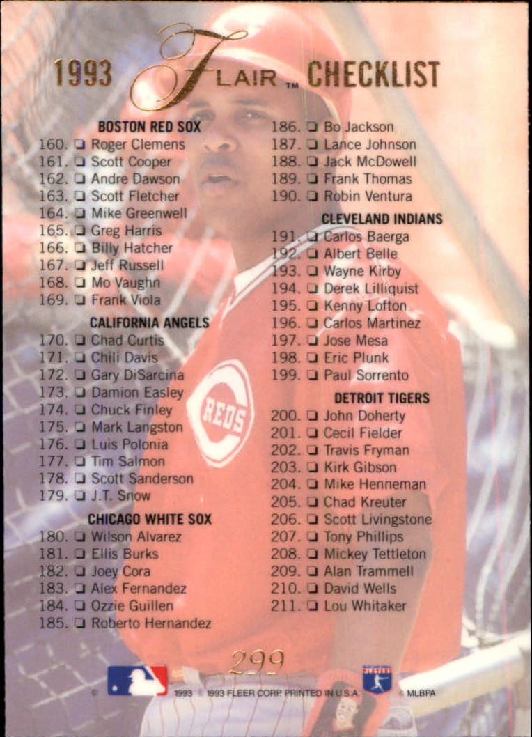 A1340- 1993 Flair Baseball Karten 201-300 + Einsätze -du Pick- 15 + Gratis US - Bild 185 von 223