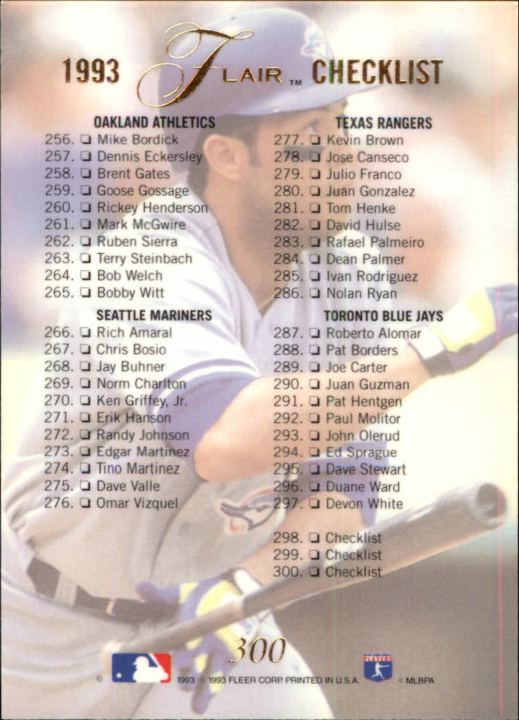 A1340- 1993 Flair Baseball Karten 201-300 + Einsätze -du Pick- 15 + Gratis US - Bild 187 von 223