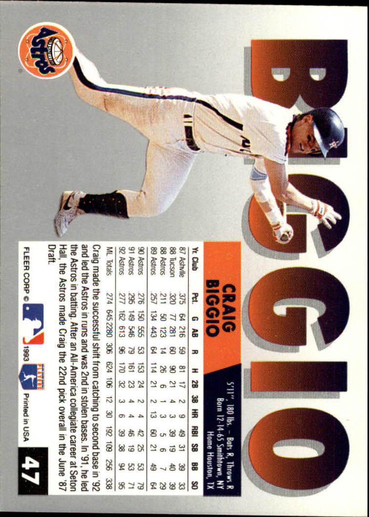 1993 Fleer #47 Craig Biggio back image