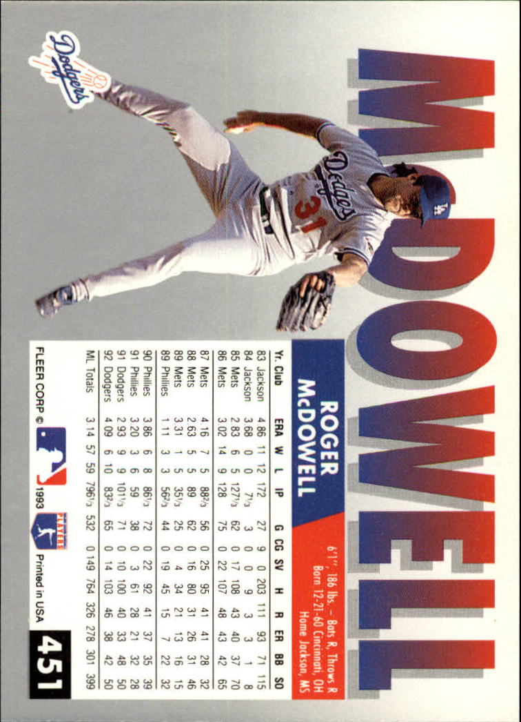 B2067- 1993 Fleer Baseball Cards 251-500 +Rookies -You Pick- 15+ FREE US SHIP - Picture 391 of 485