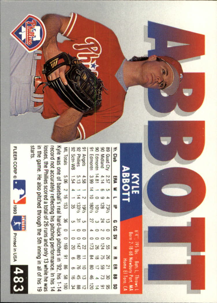 B2067- 1993 Fleer Baseball Cards 251-500 +Rookies -You Pick- 15+ FREE US SHIP - Picture 453 of 485