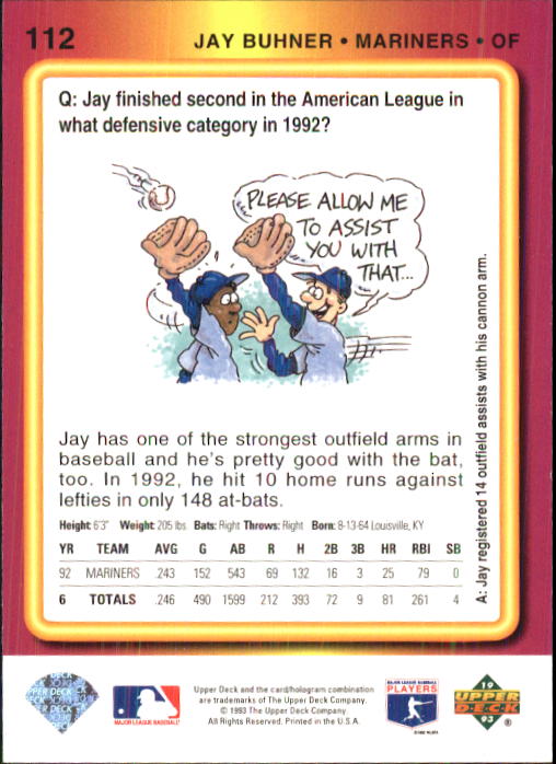 1993 Fun Pack #112 Jay Buhner back image