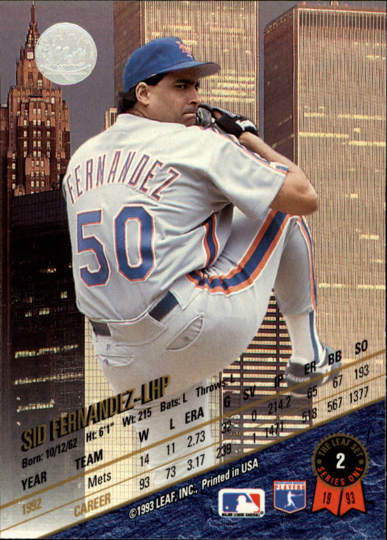 1993 Leaf #2 Sid Fernandez back image