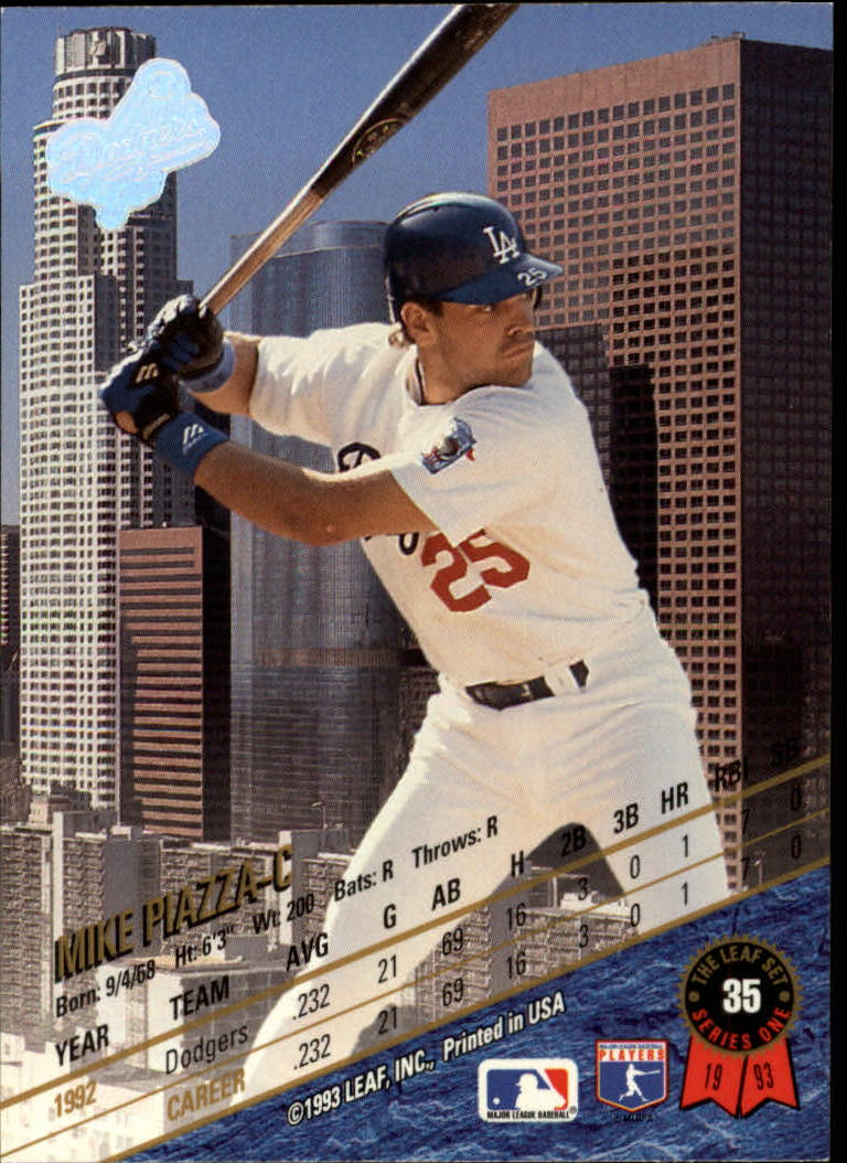 1993 Leaf #35 Mike Piazza back image