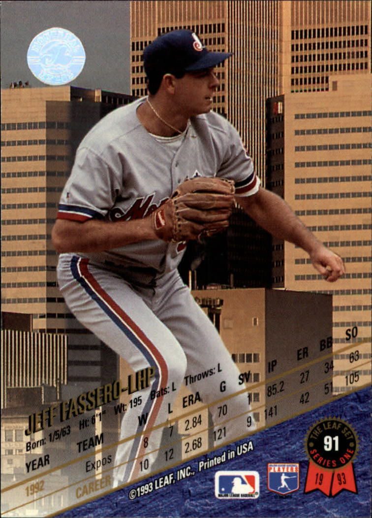 1993 Leaf #91 Jeff Fassero back image