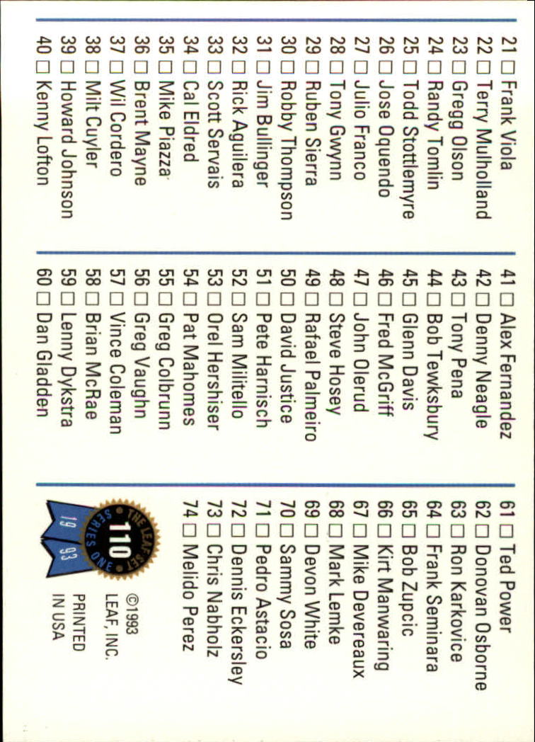 B6520- 1993 Leaf Baseball Card #s 1-249 +Rookies -You Pick- 15+ FREE US SHIP - Picture 221 of 483