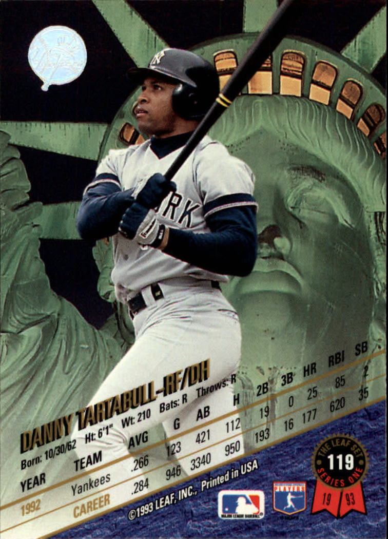 1993 Leaf #119 Danny Tartabull back image