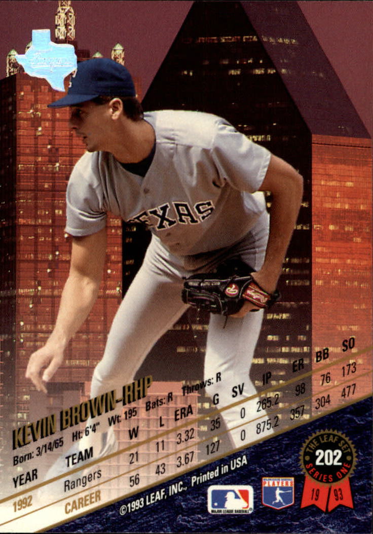 1993 Leaf #202 Kevin Brown back image
