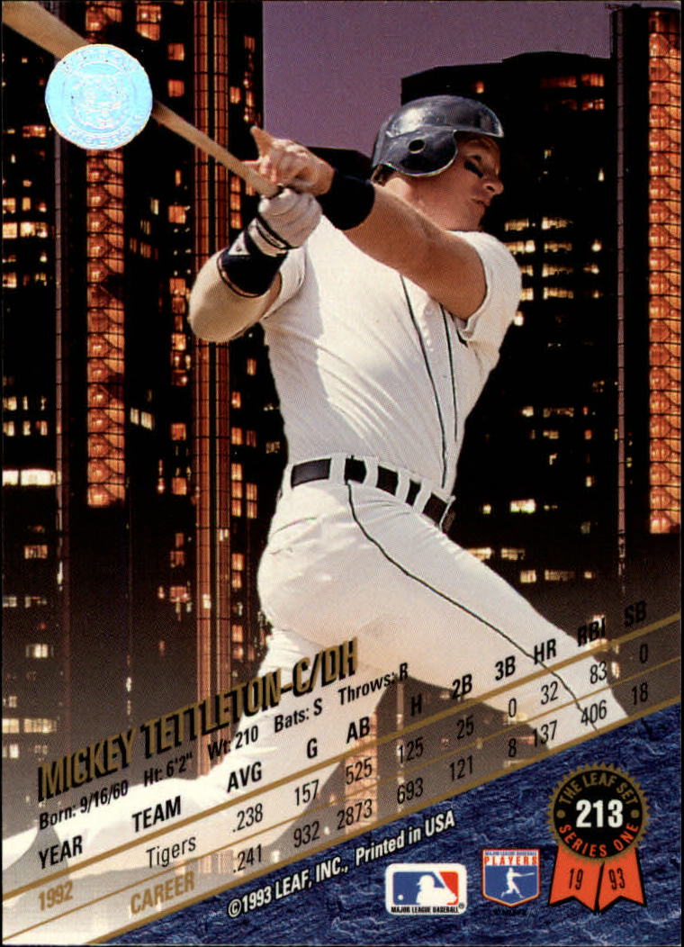1993 Leaf Baseball "Main Set" Cards #201 to #400 - Picture 27 of 401