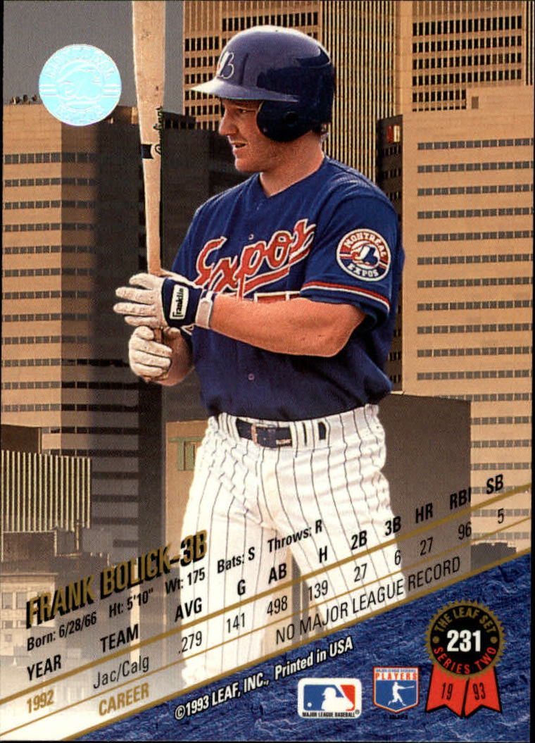 1993 Leaf Baseball "Main Set" Cards #201 to #400 - Picture 63 of 401