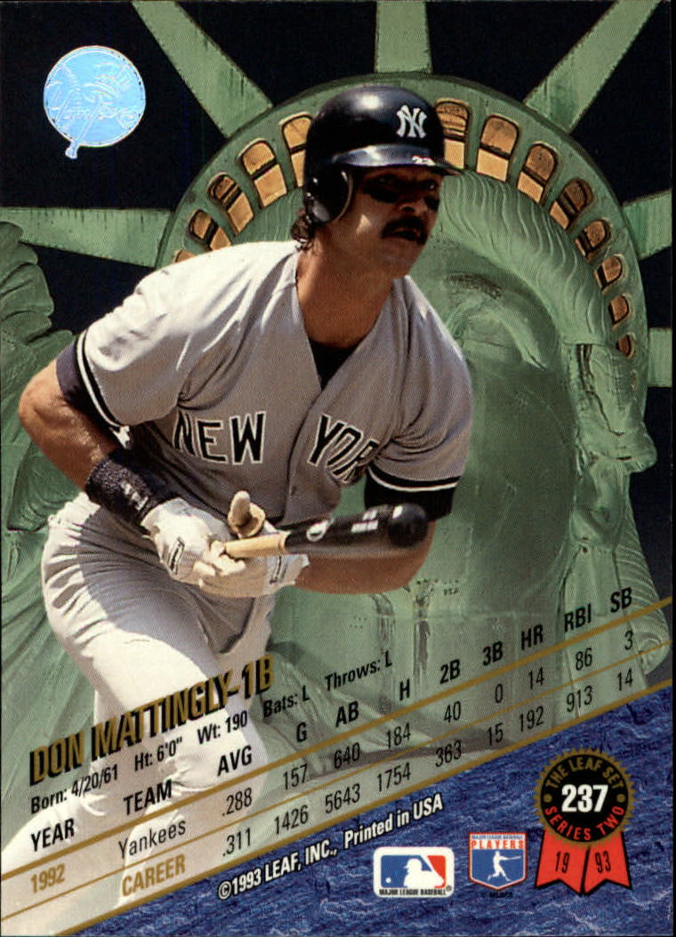 1993 Leaf Baseball "Main Set" Cards #201 to #400 - Picture 75 of 401