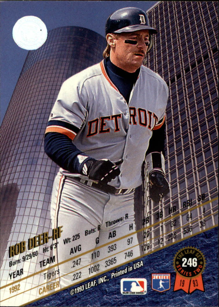 1993 Leaf Baseball "Main Set" Cards #201 to #400 - Picture 93 of 401