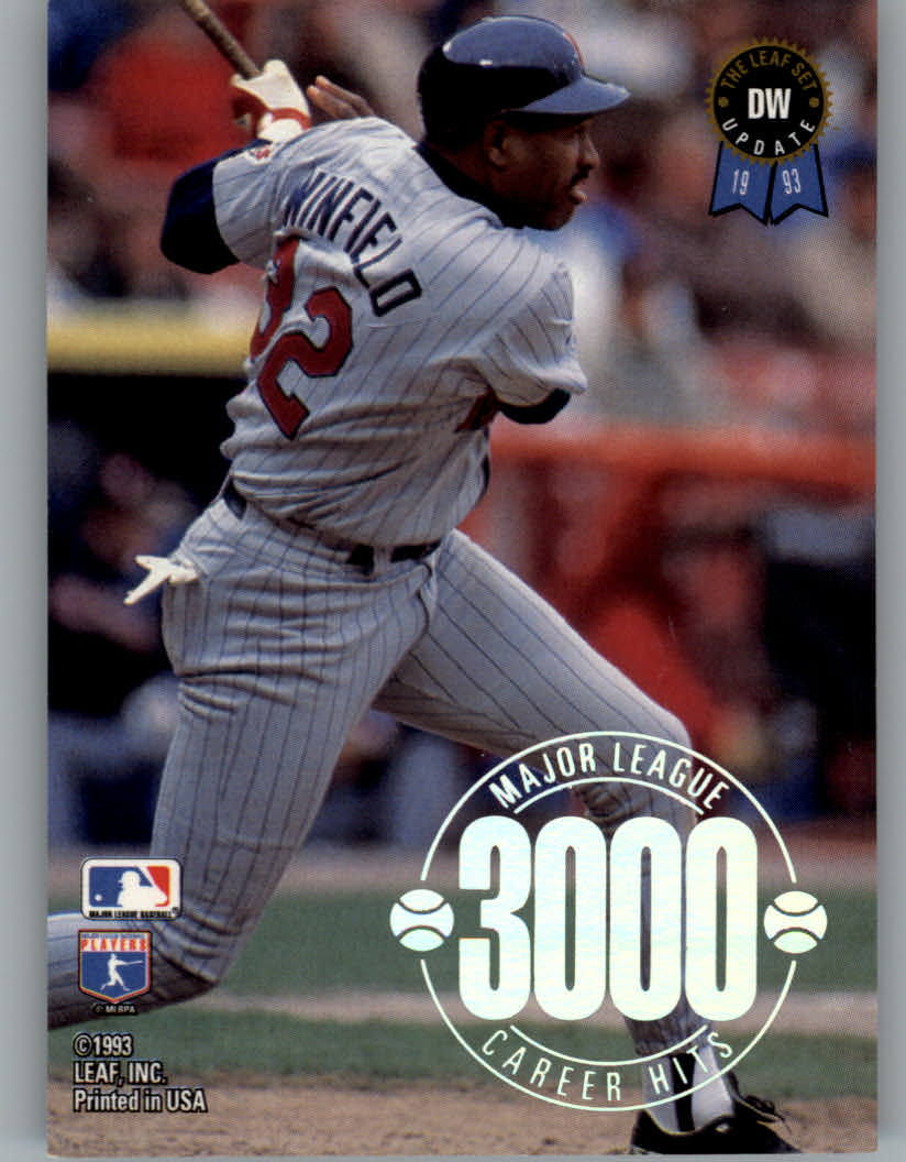 1993 Leaf #DW Dave Winfield 3000 Hits back image