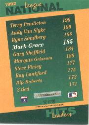 1993 Select Stat Leaders #12 Mark Grace back image