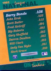 1993 Select Stat Leaders #52 Barry Bonds back image