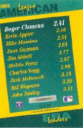 1993 Select Stat Leaders #79 Roger Clemens back image