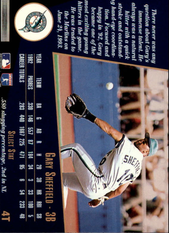 1993 Select Rookie/Traded #4T Gary Sheffield back image