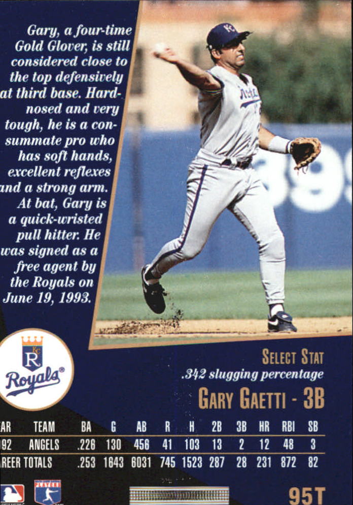 1993 Select Rookie/Traded #95T Gary Gaetti back image