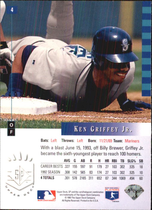 1993 SP #4 Ken Griffey Jr. AS back image