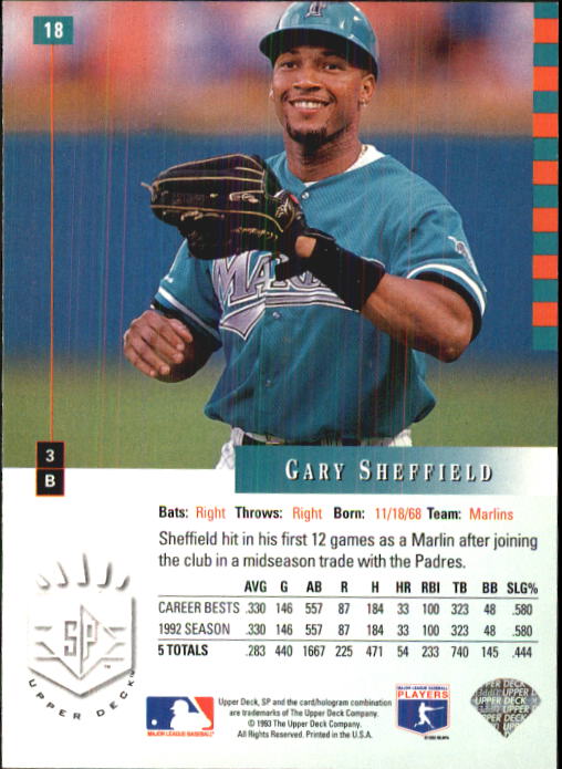 1993 SP #18 Gary Sheffield AS back image