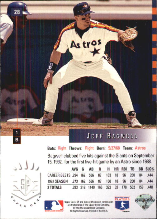 1993 SP #28 Jeff Bagwell back image