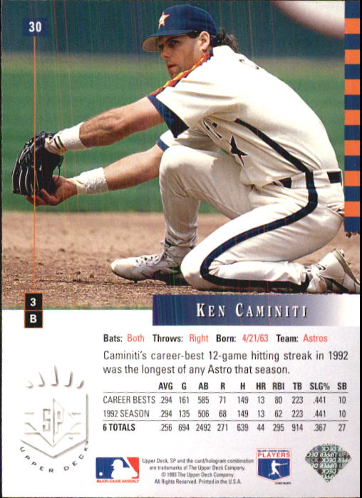 1993 SP #30 Ken Caminiti back image