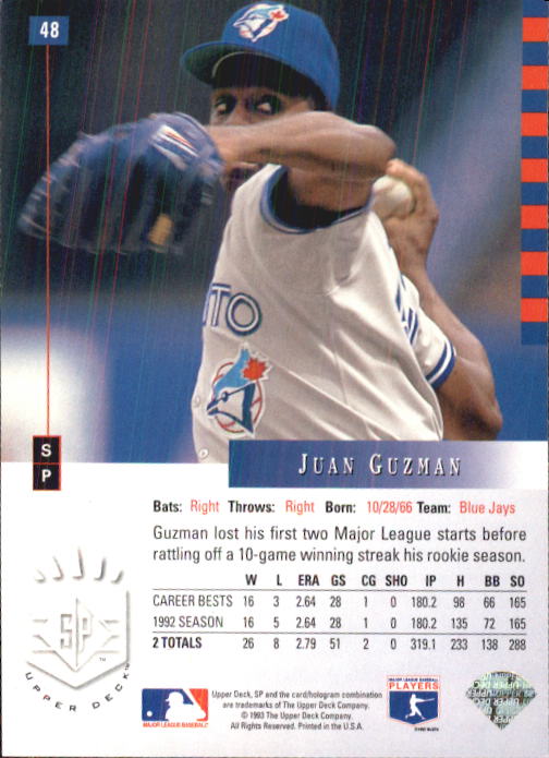 1993 SP #48 Juan Guzman back image