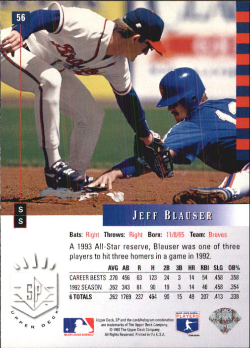 1993 SP #56 Jeff Blauser back image
