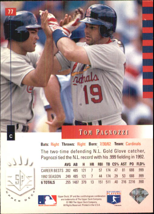 1993 SP #77 Tom Pagnozzi back image