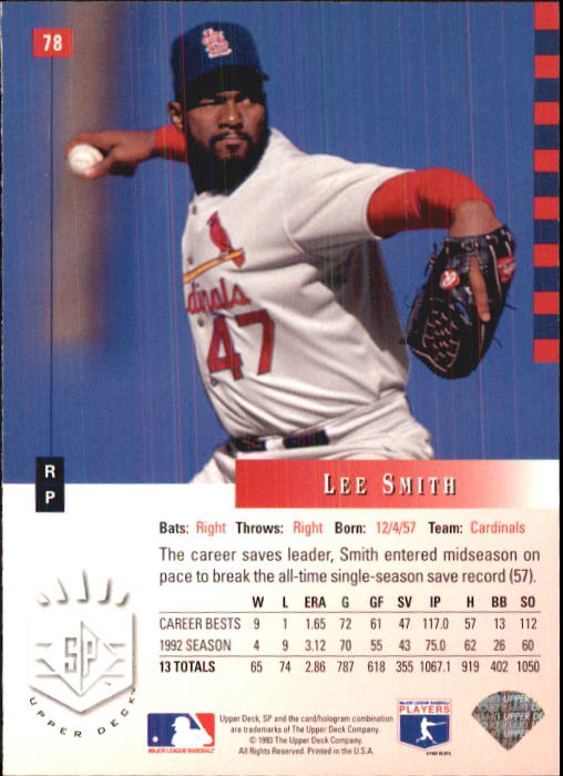 1993 SP #78 Lee Smith back image