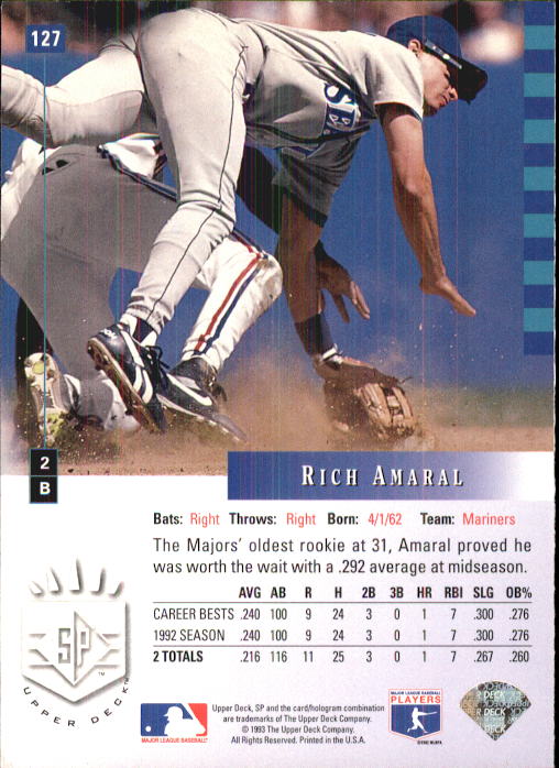 1993 SP #127 Rich Amaral back image