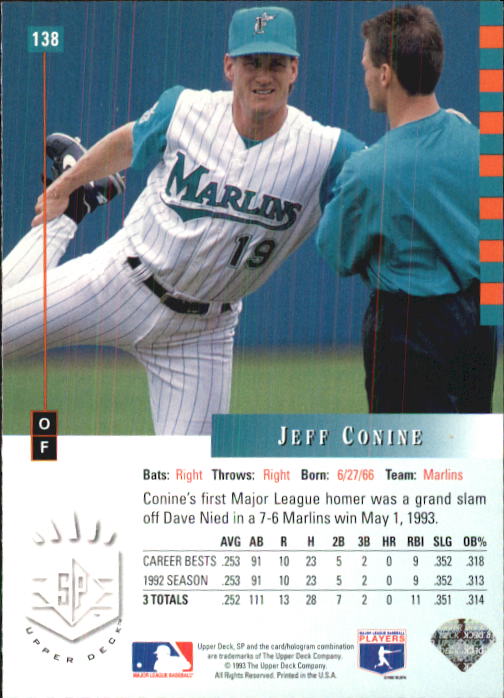 1993 Flair #49 Jeff Conine NM-MT Florida Marlins