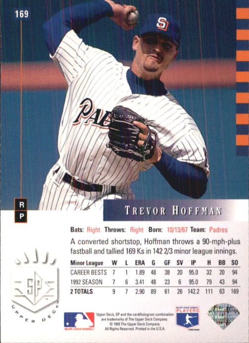 1993 SP #169 Trevor Hoffman back image