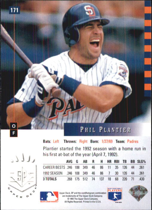 1993 SP #171 Phil Plantier back image