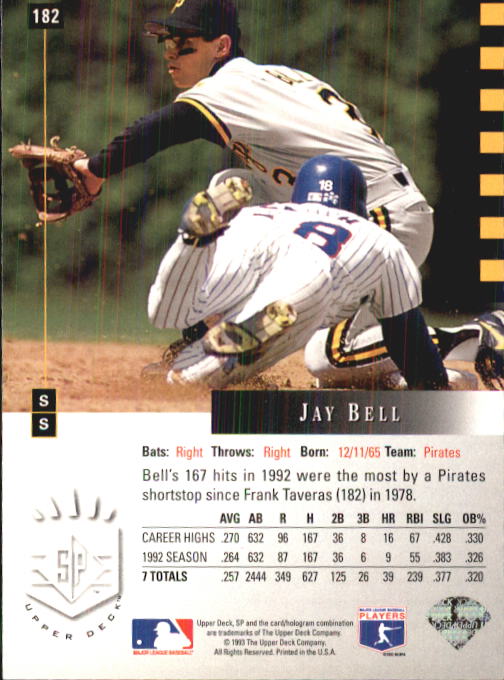 1993 SP #182 Jay Bell back image
