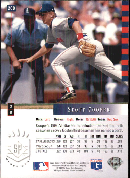 1993 SP #200 Scott Cooper back image